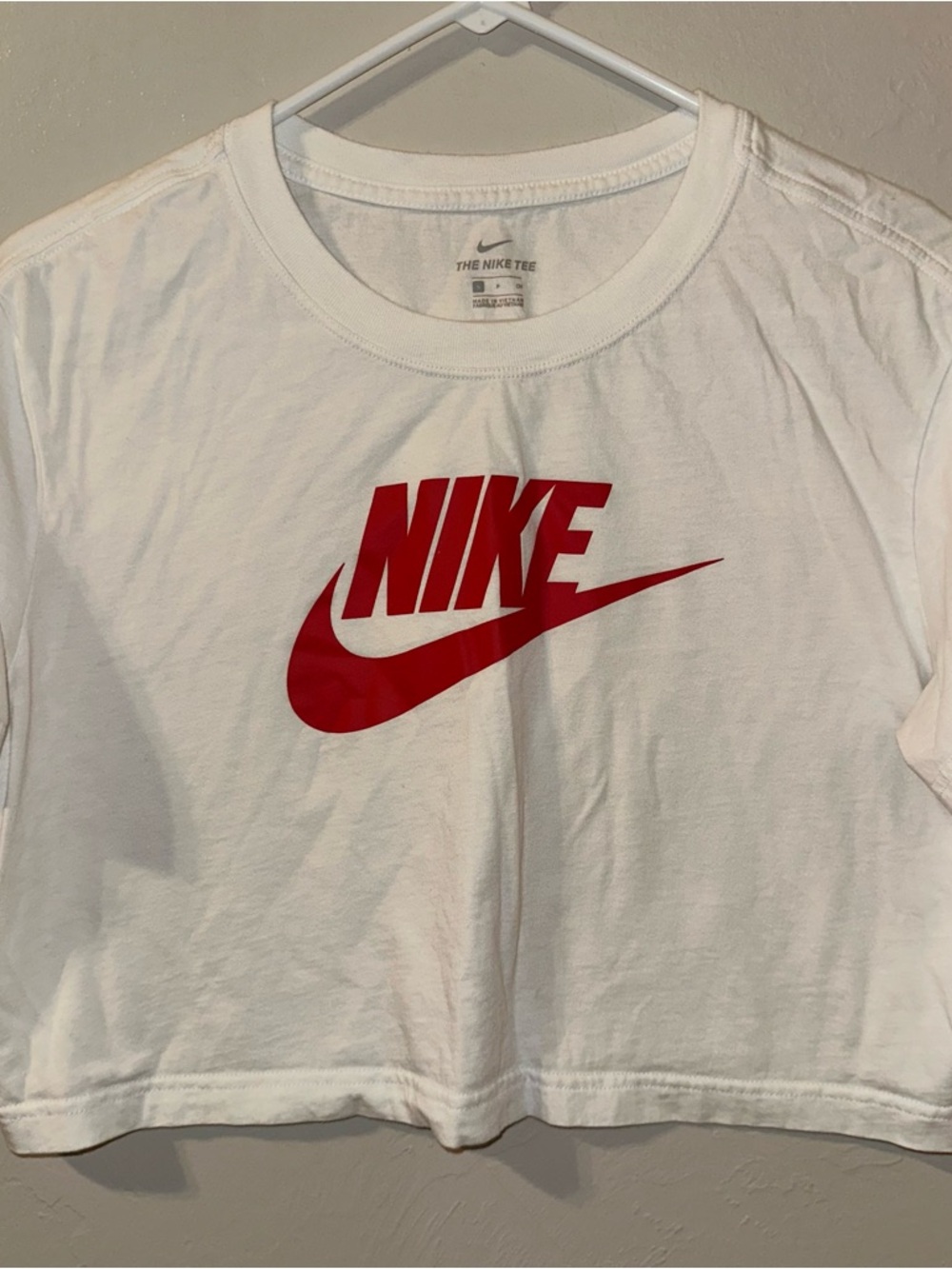 Nike White Tee with Red Swoosh Logo